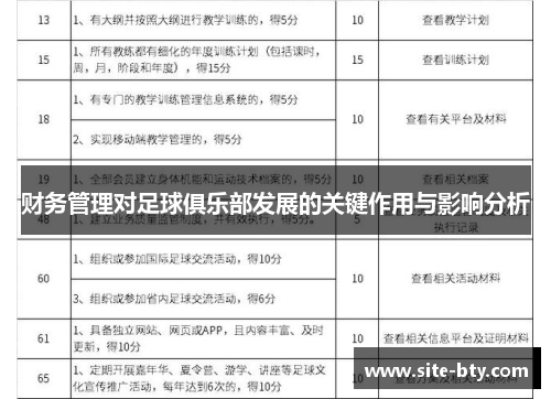 财务管理对足球俱乐部发展的关键作用与影响分析
